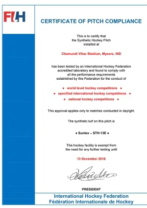 Certificat de terrain FIH, Mysore